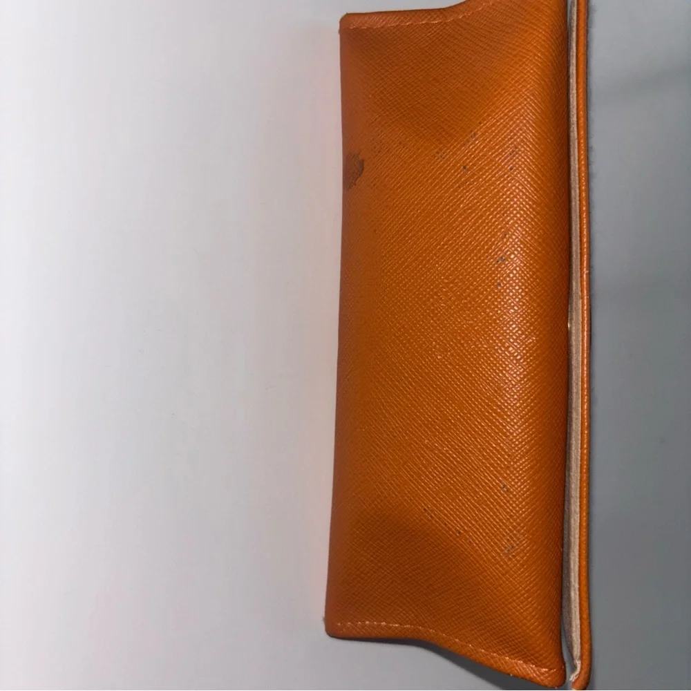 Tory Burch Triangle Eyeglass Case Orange Faux Leather